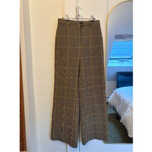 Aritzia Wilfred Plaid Wide Leg Trousers - Tan/Black, 2